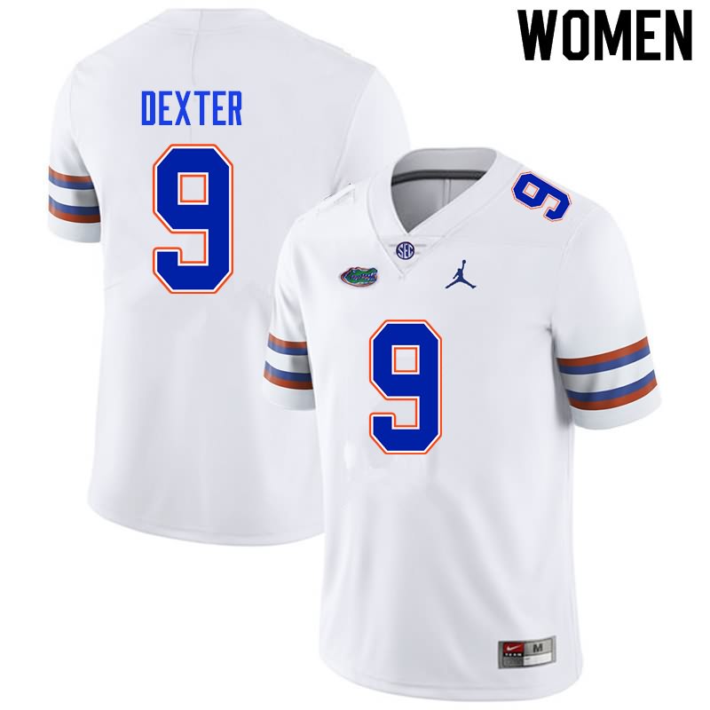 NCAA Florida Gators Gervon Dexter Women's #9 Nike White Stitched Authentic College Football Jersey QLW0764KE